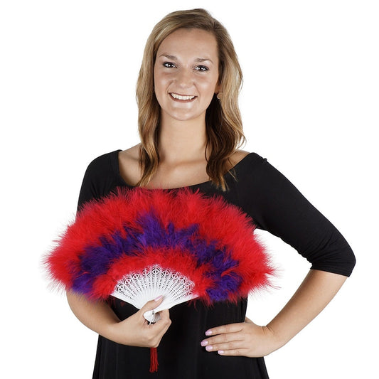 Marabou Feather Fan Multi Color Red/Regal/Red