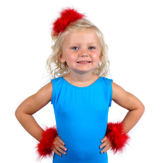 Marabou Cuffs & Hair Ties - Red