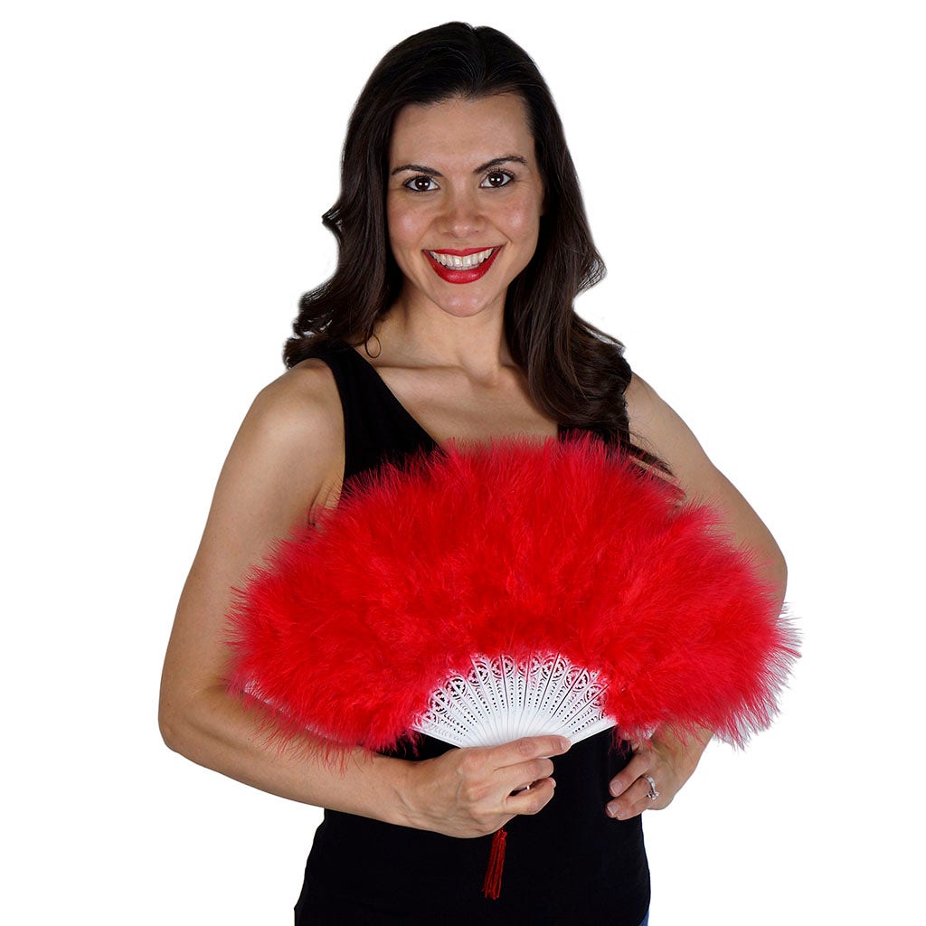 Marabou Feather Fan - Red