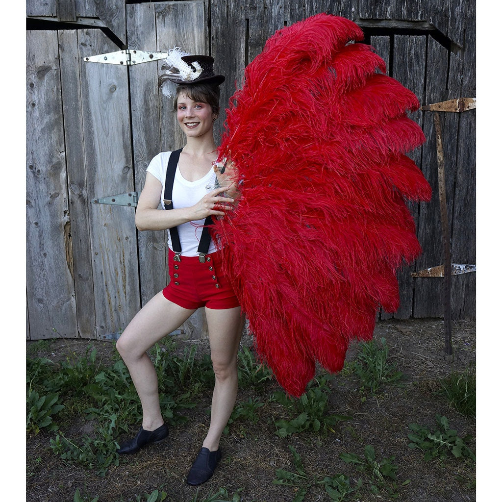 Feather Fan w/Ostrich Femina - Red