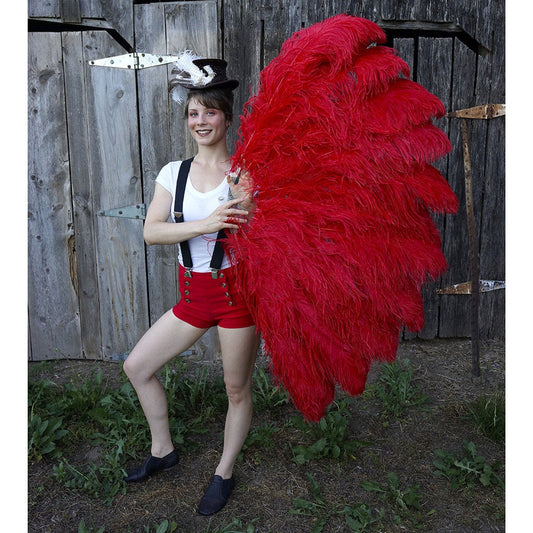 Feather Fan w/Ostrich Femina - Red