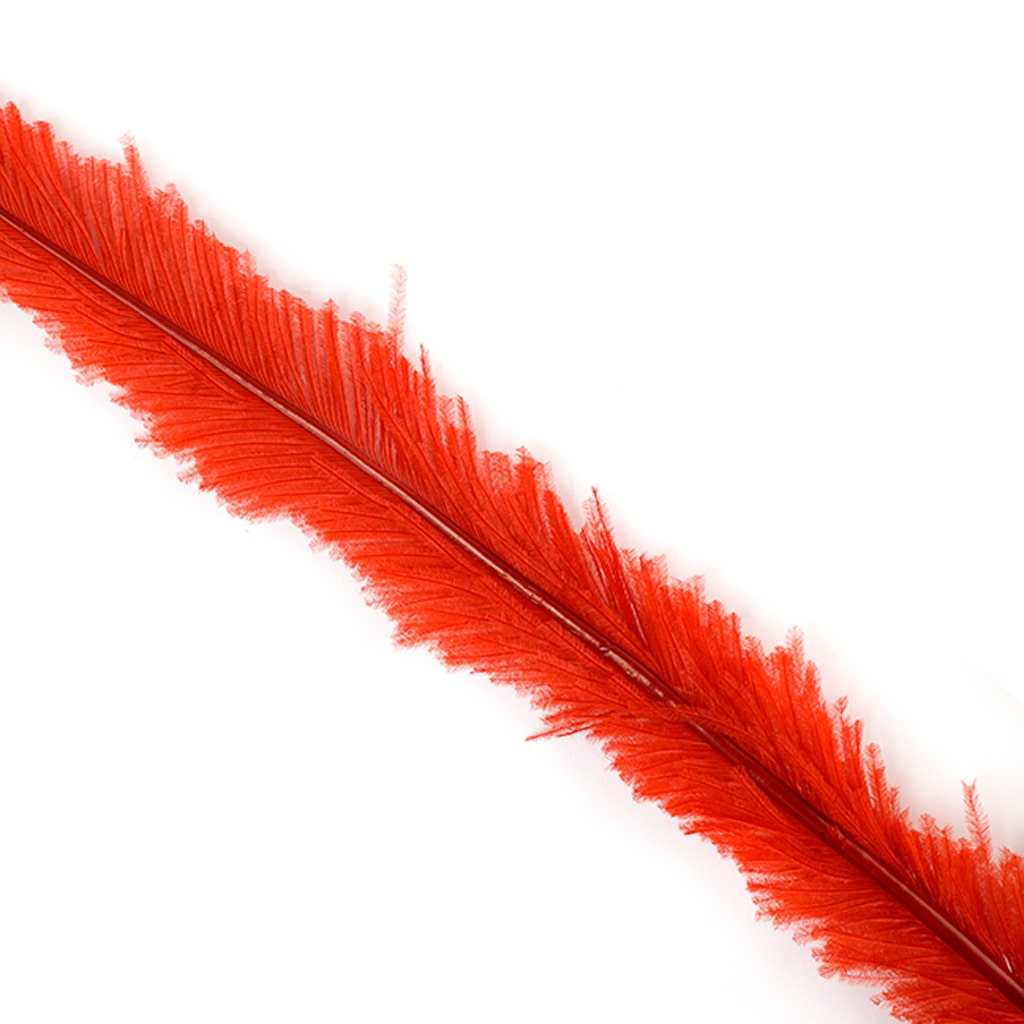 Ostrich Nandu Selected Feathers 12 PCS - Red