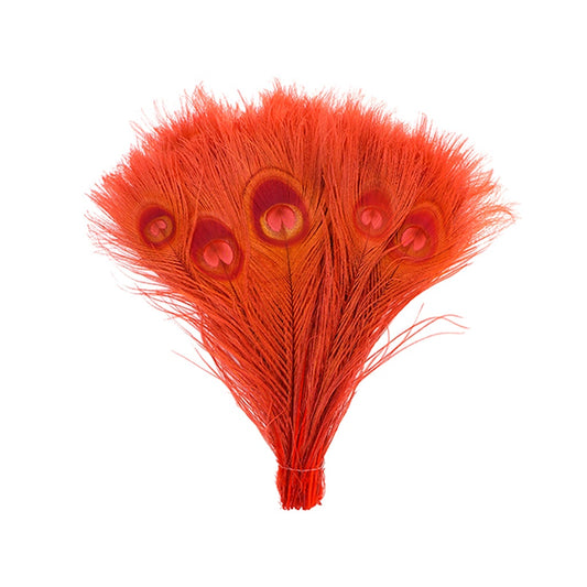 Peacock Tail Eyes Bleached and Dyed - 8-15” - 100 pc - Red