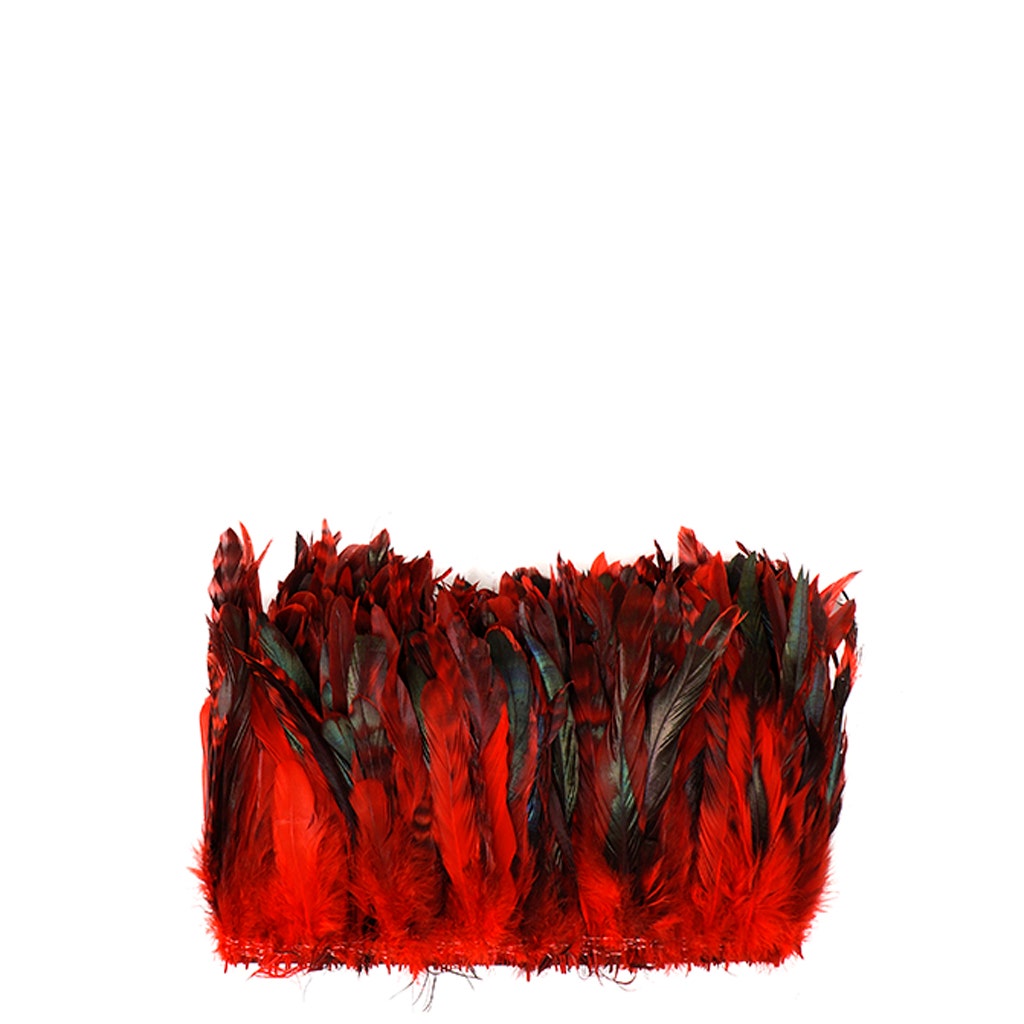 Rooster Coque Tails-Chinchilla - Red - 7-10" - 1/4 lb (1.25 yards)