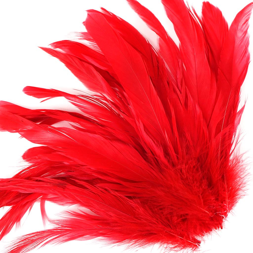 Rooster Coque Tails White-Dyed - Red