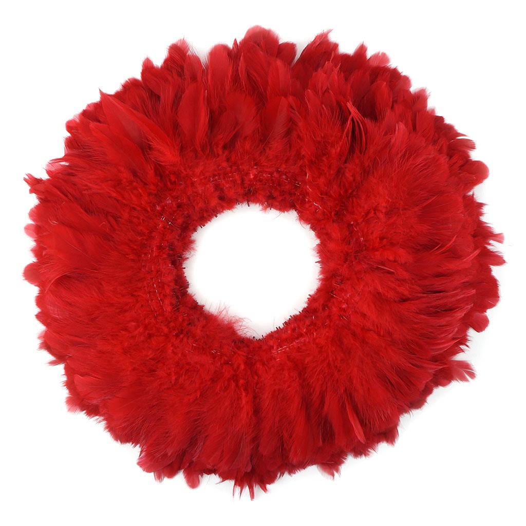 Rooster Schlappen-White-Dyed 1YD - Red
