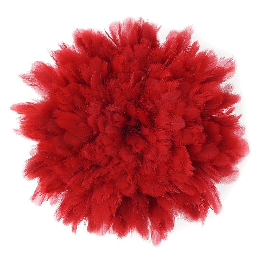 Rooster Schlappen-White-Dyed 1YD - Red