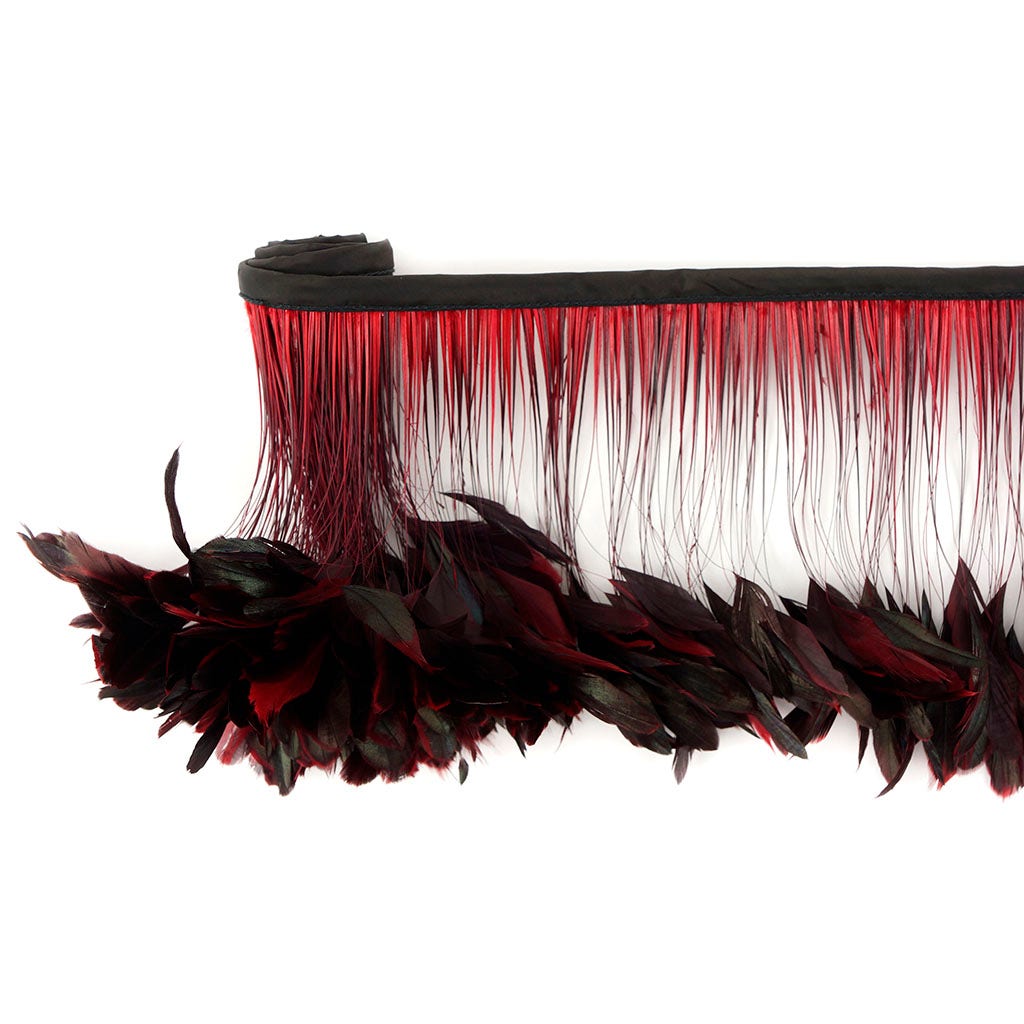 Stripped Iridescent Coque Fringe - Red