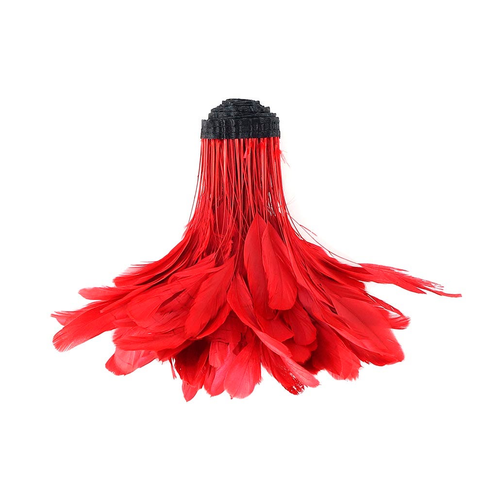 Stripped Bleached Coque Fringe - Red