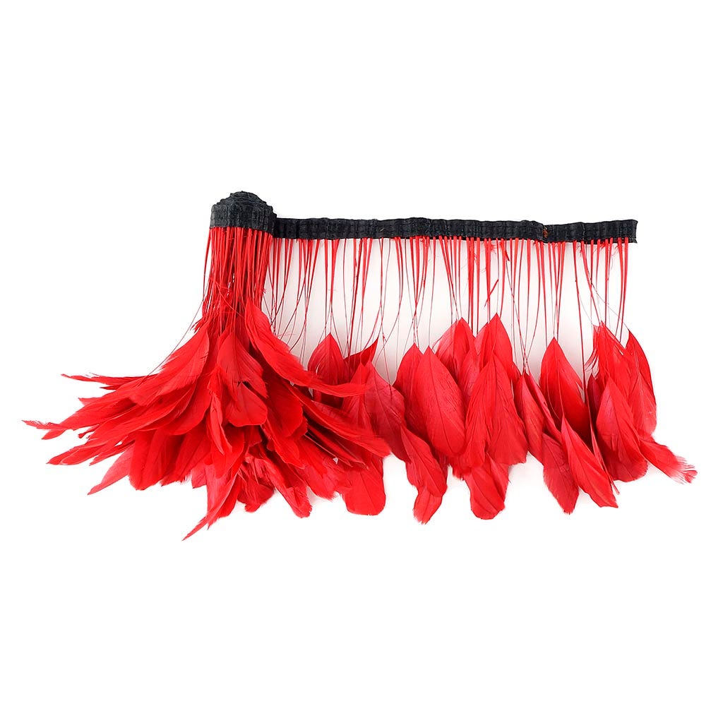 Stripped Bleached Coque Fringe - Red