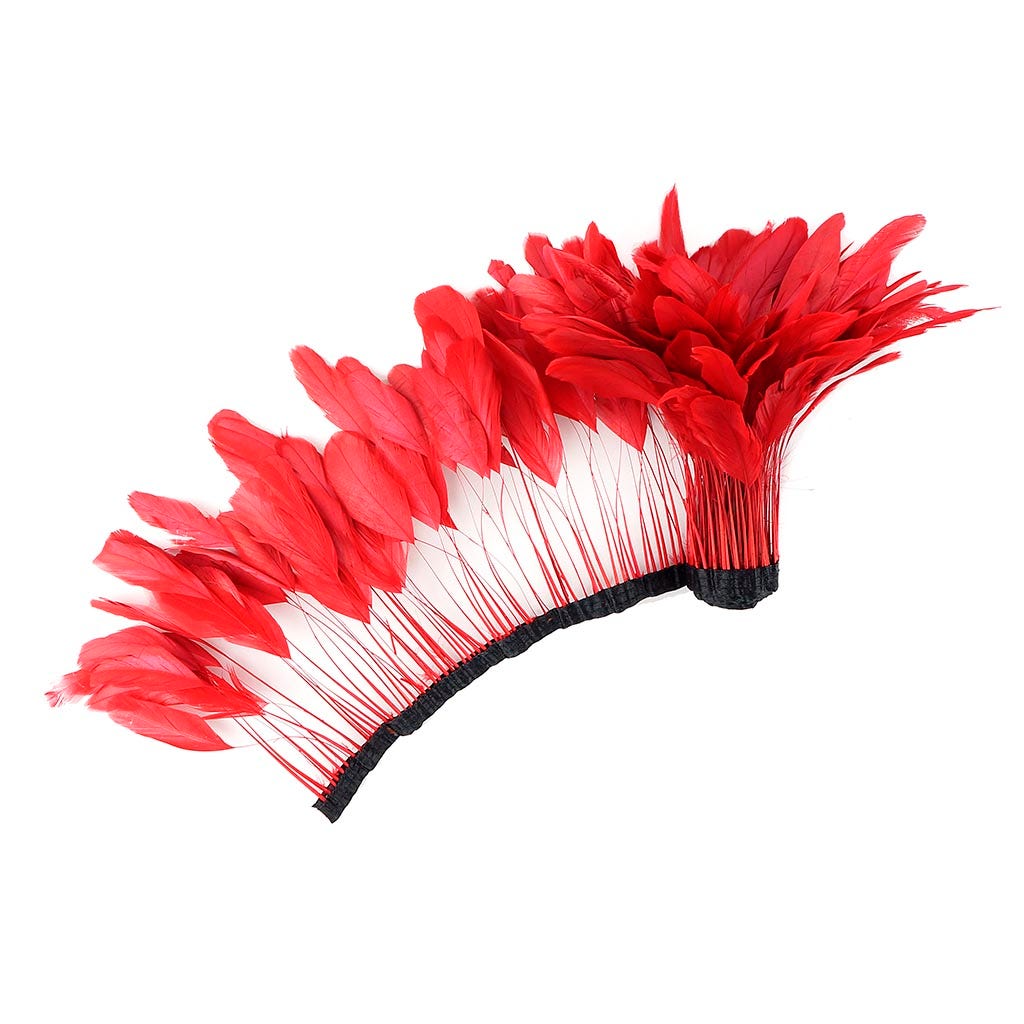 Stripped Bleached Coque Fringe - Red