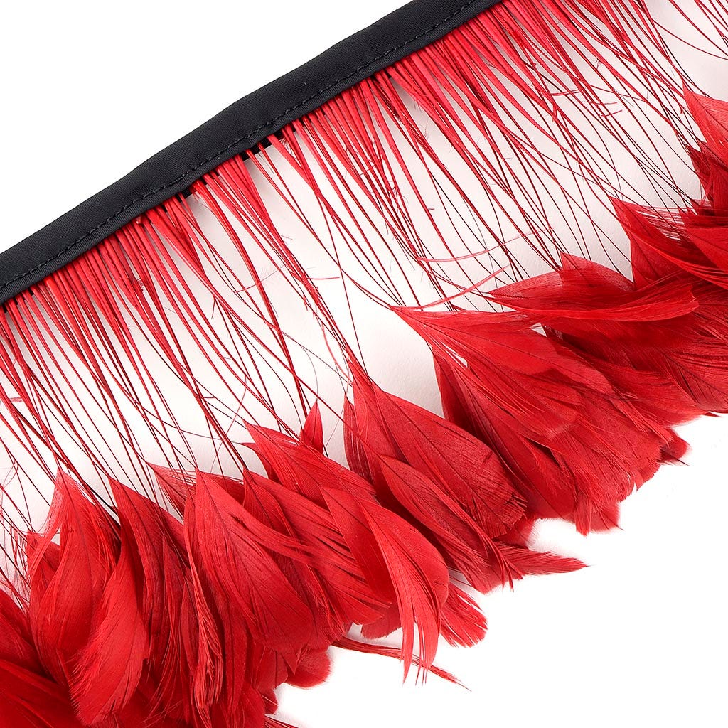 Stripped Bleached Coque Fringe - Red