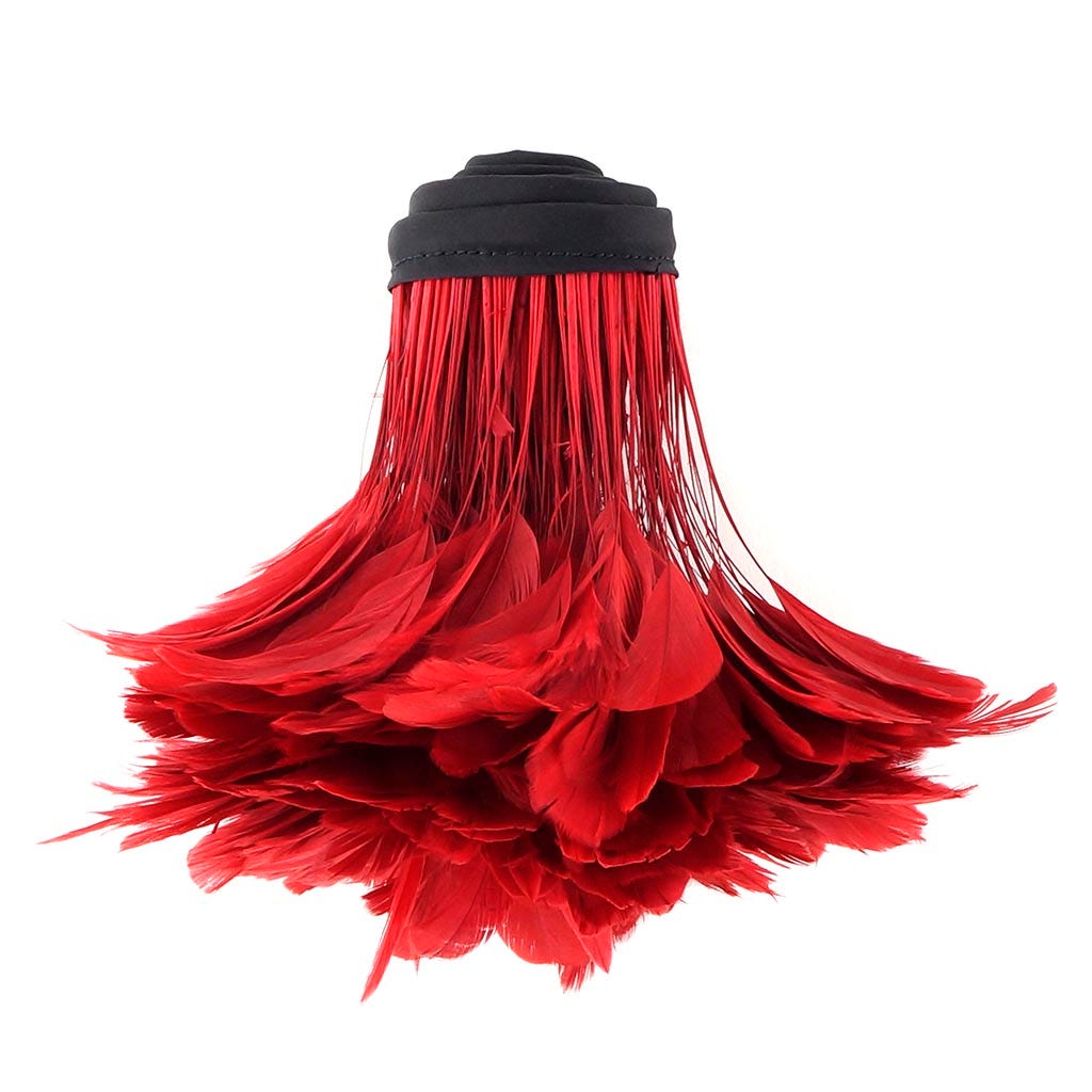 Stripped Bleached Coque Fringe - Red