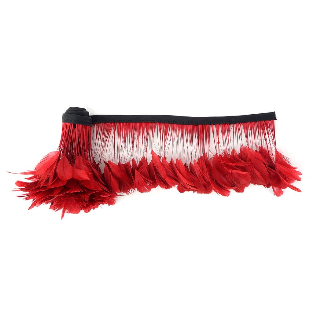 Stripped Bleached Coque Fringe - Red
