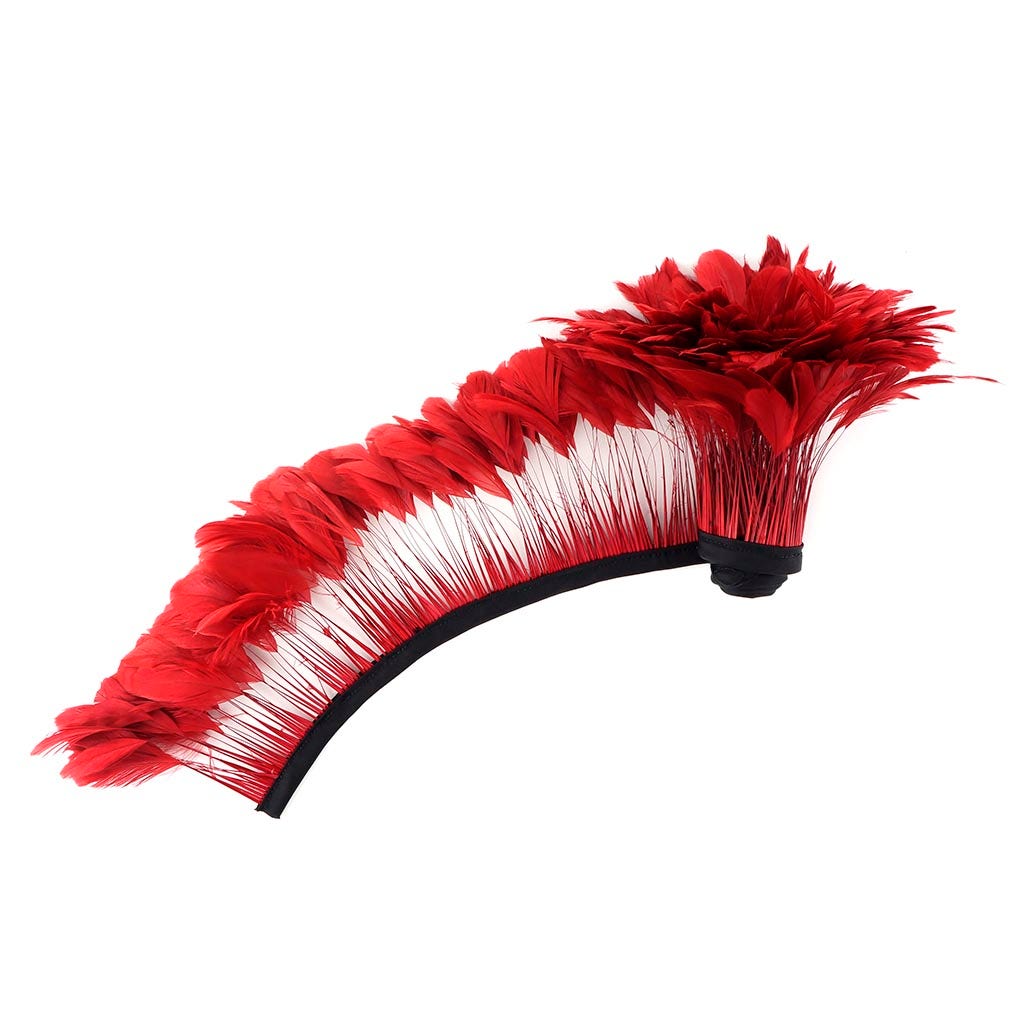 Stripped Bleached Coque Fringe - Red