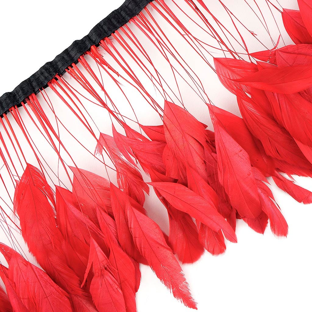 Stripped Bleached Coque Fringe - Red
