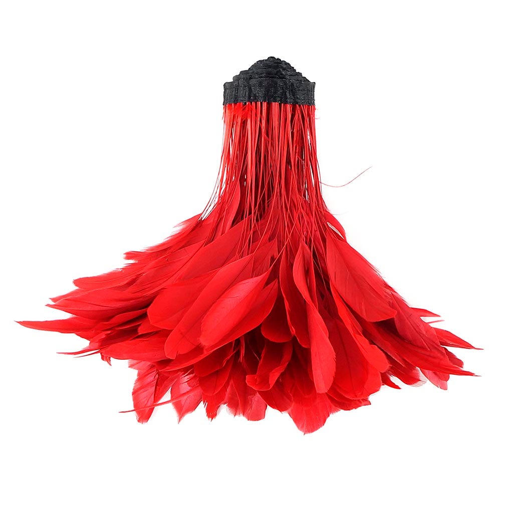 Stripped Bleached Coque Fringe - Red