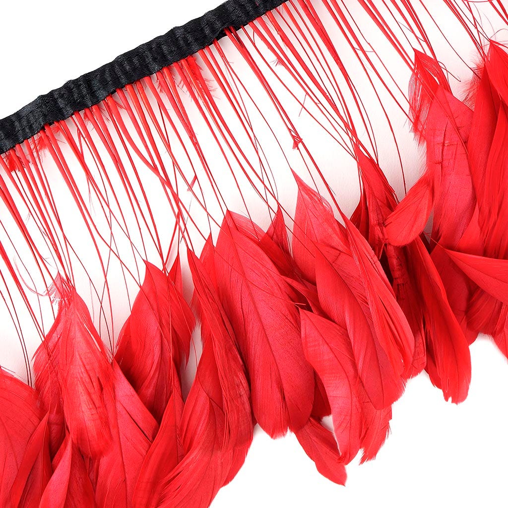 Stripped Bleached Coque Fringe - Red