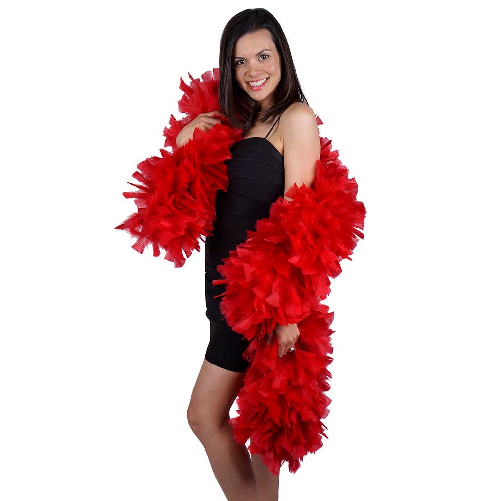 Turkey Feather Boa 10-14" - Red