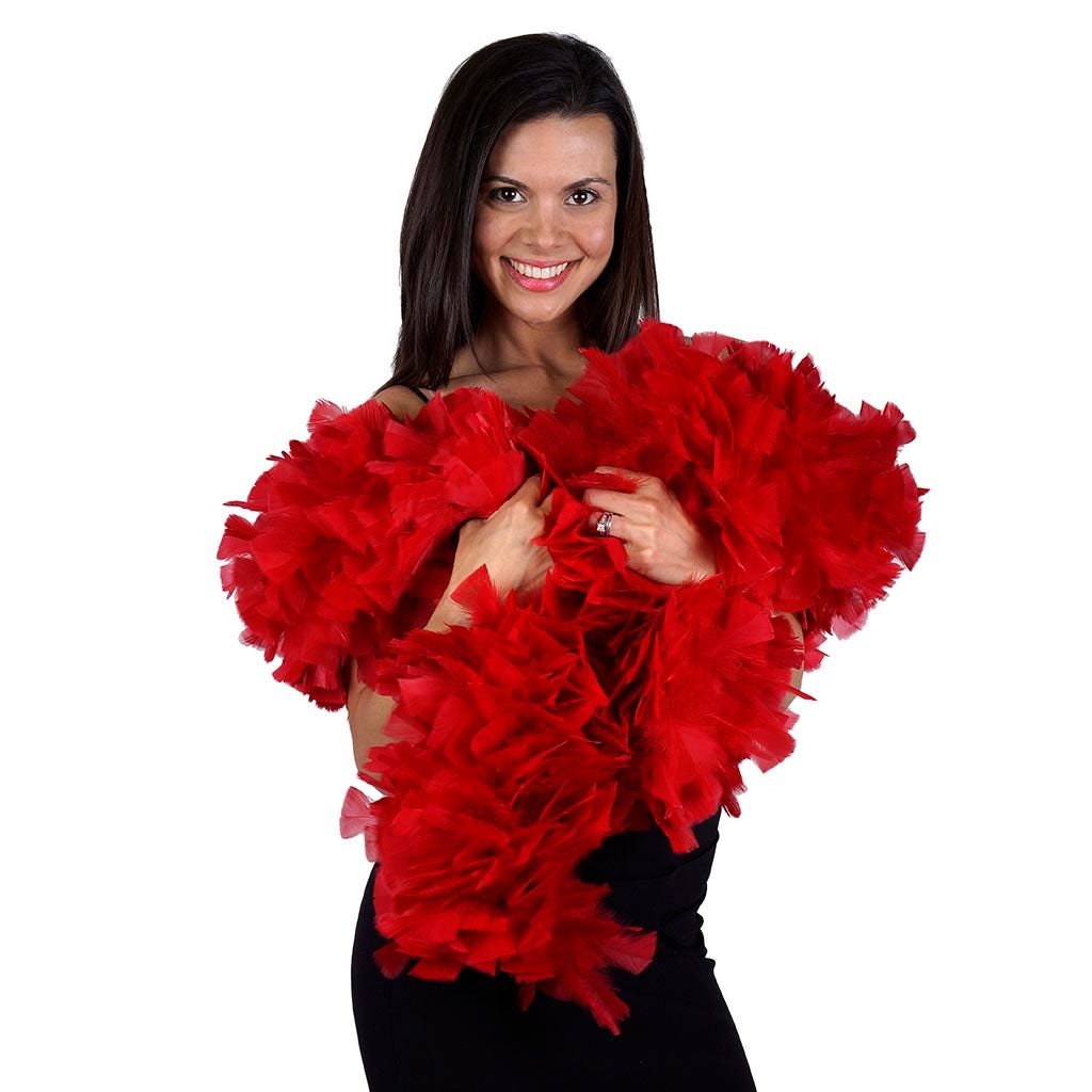 Turkey Feather Boa 6-8" - Red