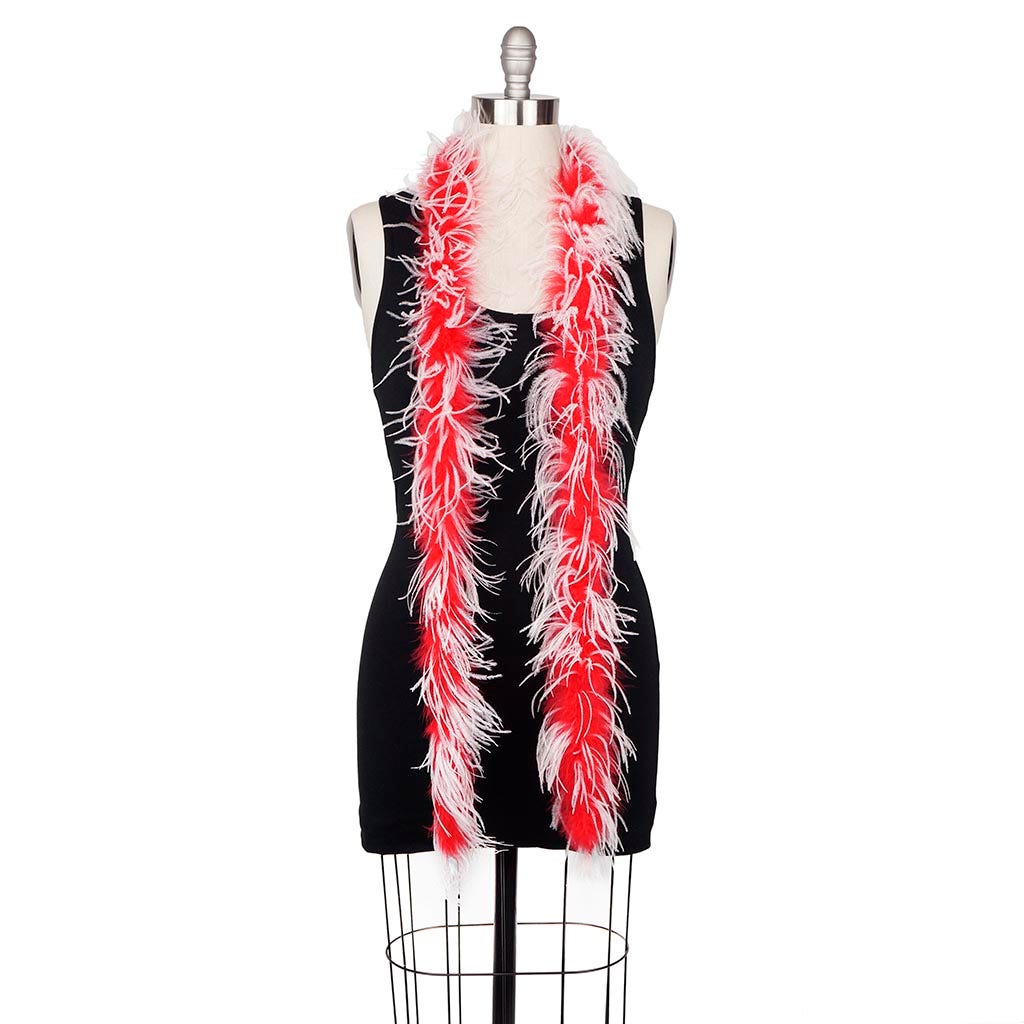 Marabou and Ostrich Feather Boa - Red/White
