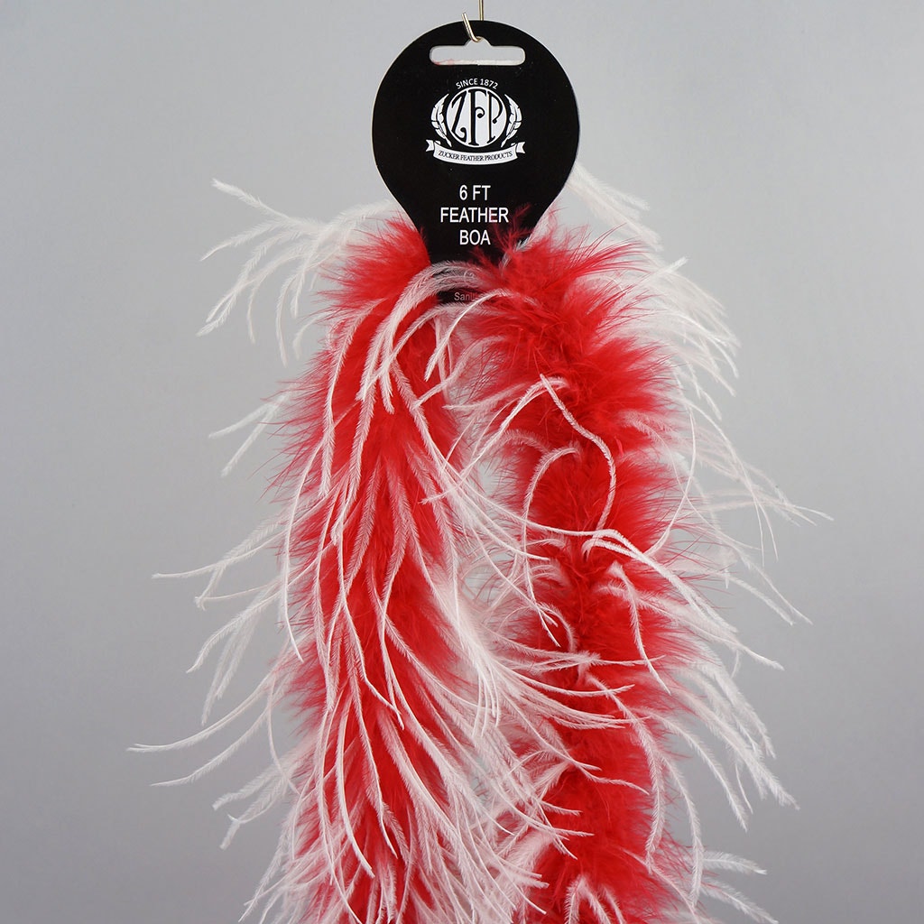 Marabou and Ostrich Feather Boa - Red/White