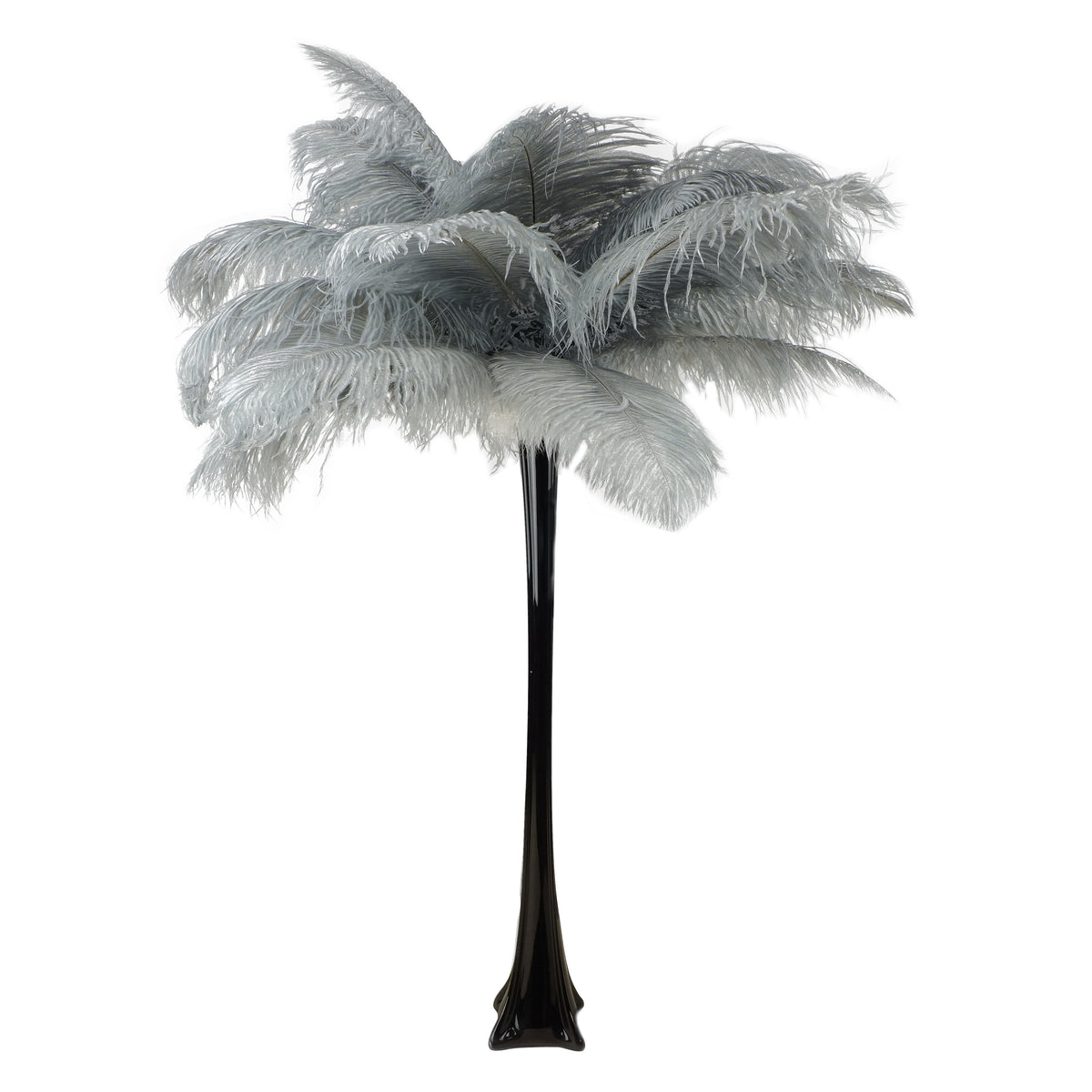 Ostrich Eiffel Tower Centerpiece Silver w/Black Vase