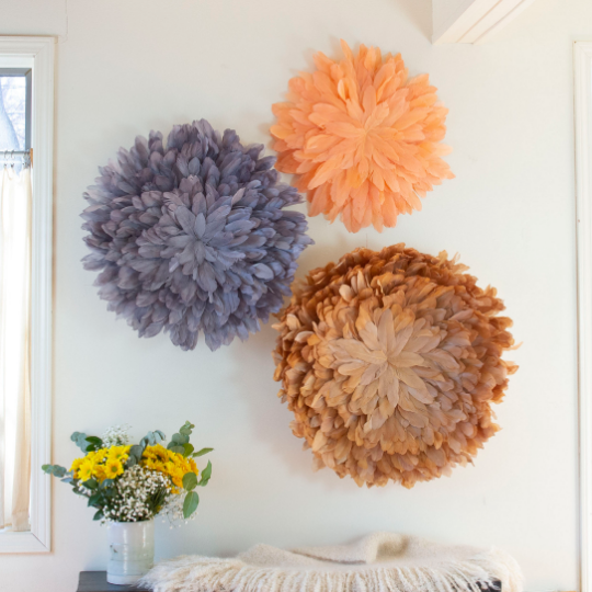 African JuJu Hats Feather Wall Art - Small - Seafoam