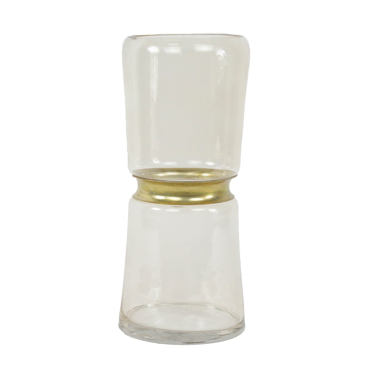1 Piece Tiered Vase 10.5Inch - Smoke Brown With Gold Center Ring