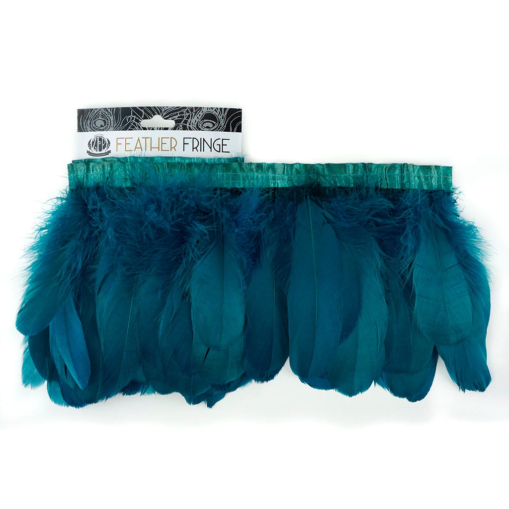 Parried Goose Pallet Feather Fringe Peacock Blue