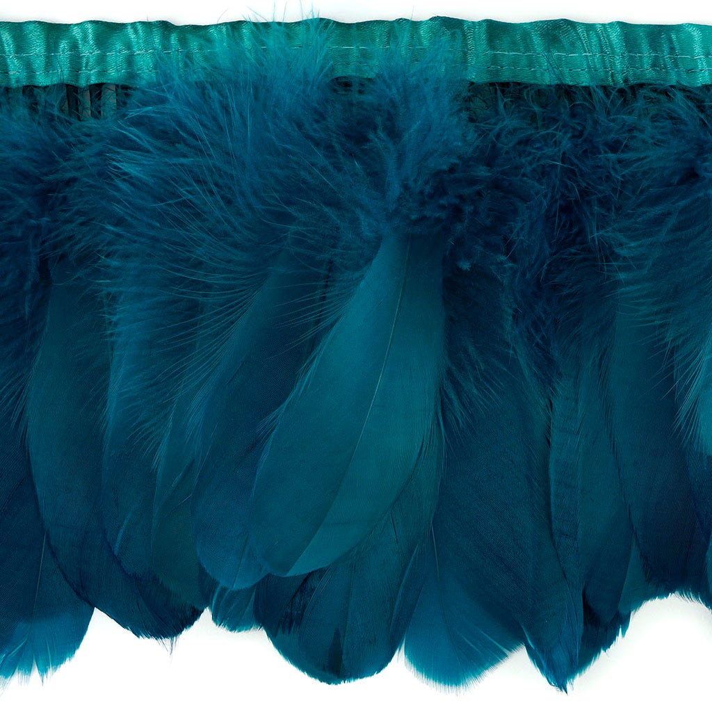 Parried Goose Pallet Feather Fringe Peacock Blue