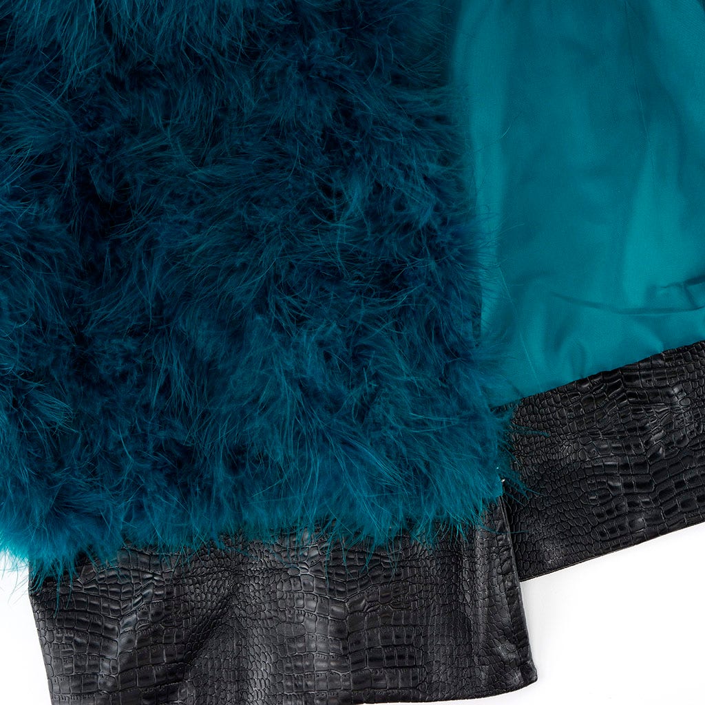 Marabou Jacket w/Pleather Trim Dark Teal