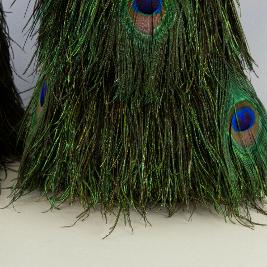 Peacock Flue 24" Tree w/Peacock Eyes ON WOOD Frame