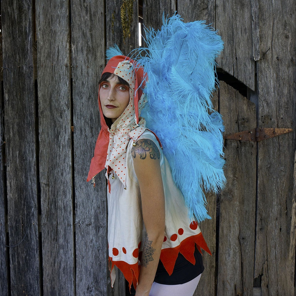ADULT ANGEL FAIRY BUTTERFLY WING - OSTRICH FEATHER WINGS - LIGHT TURQUOISE