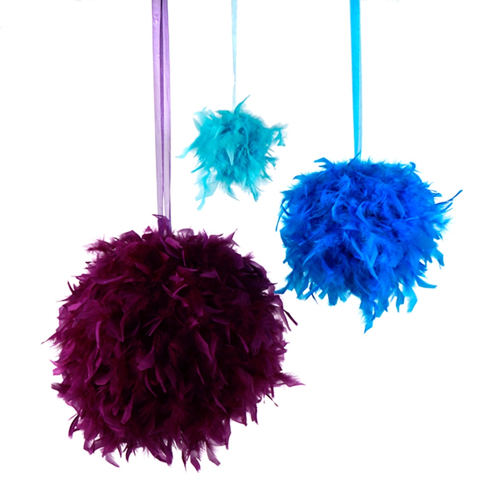 Chandelle Feather Pom Poms - Lt Turquoise - 6"