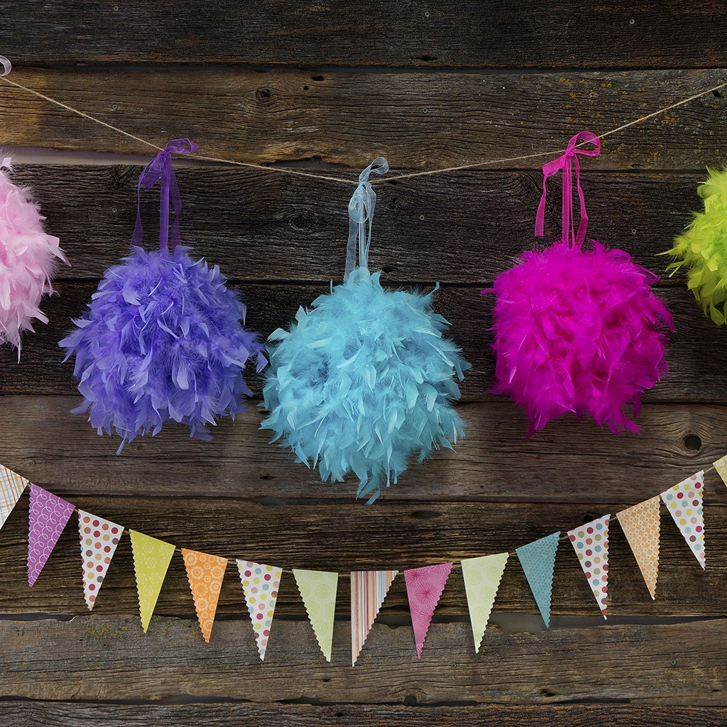Chandelle Feather Pom Poms - Lt Turquoise - 12"