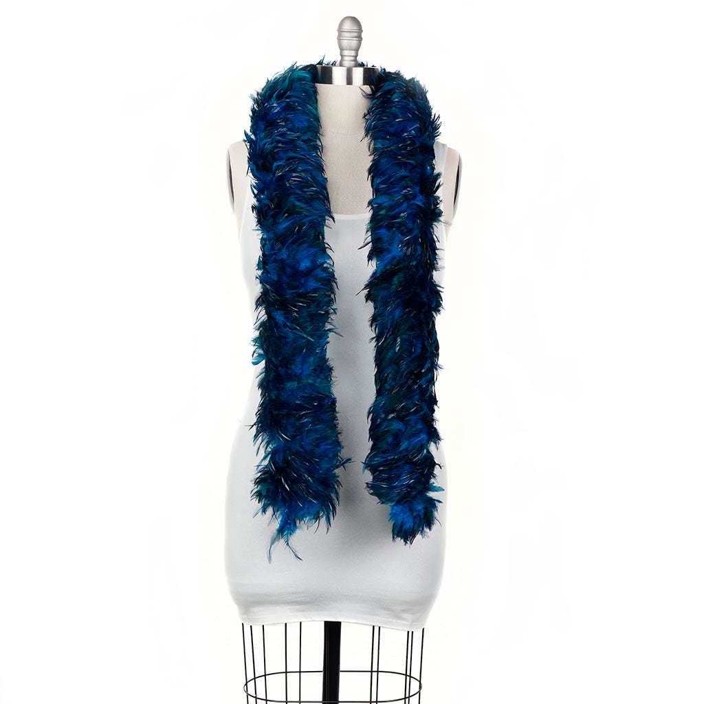 Red Chinchilla Saddle Rooster Feather Boa 4-5" - Dark Turquoise