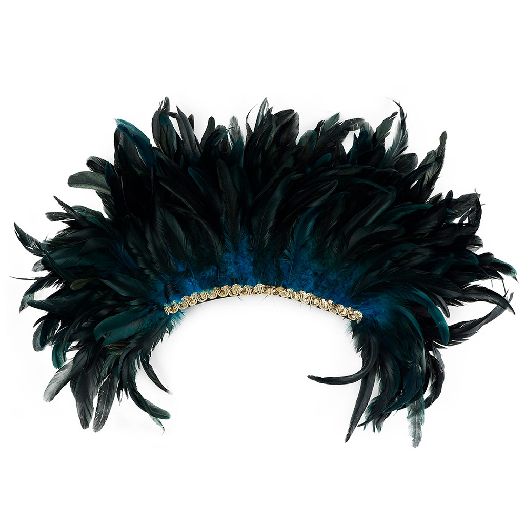 Spirit Carnival Feather Headdress - Dark Turquoise Blue
