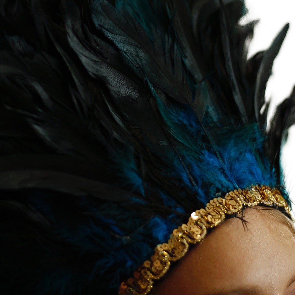 Spirit Carnival Feather Headdress - Dark Turquoise Blue