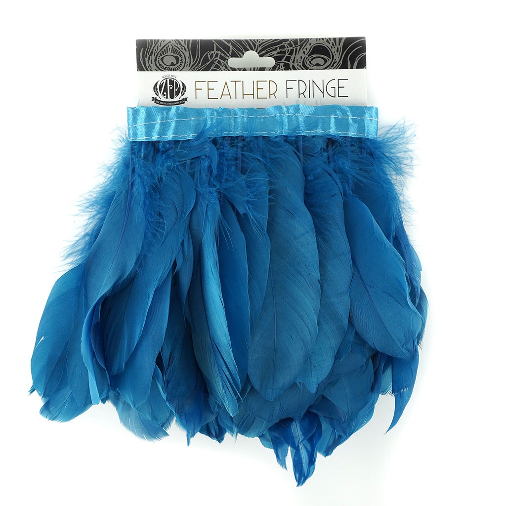 Parried Goose Pallet Feather Fringe - 6" - 1yd - Dark Turquoise