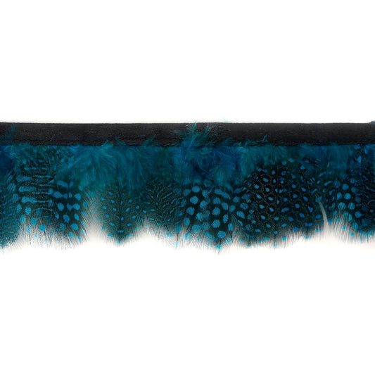 1 Yard Guinea Plumage Feather Fringe - 1.75" - Dark Turquoise