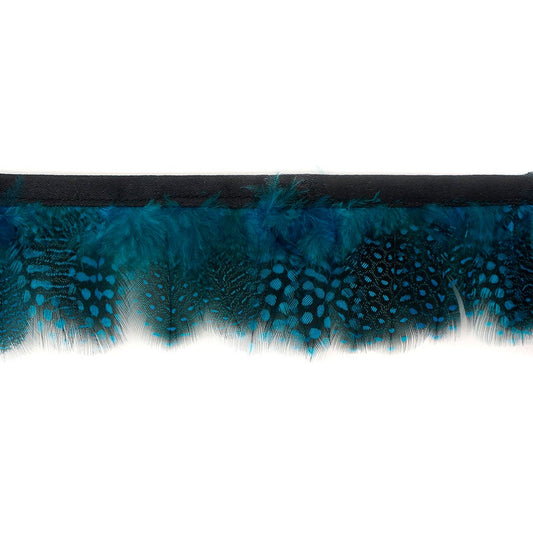 Guinea Plumage Feather Fringe - Dark Turquoise