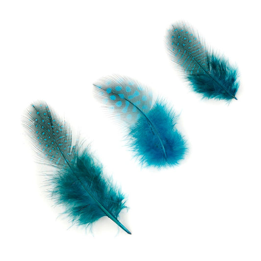 Bulk Guinea Hen Plumage - 1/4 lb - Dark Turquoise