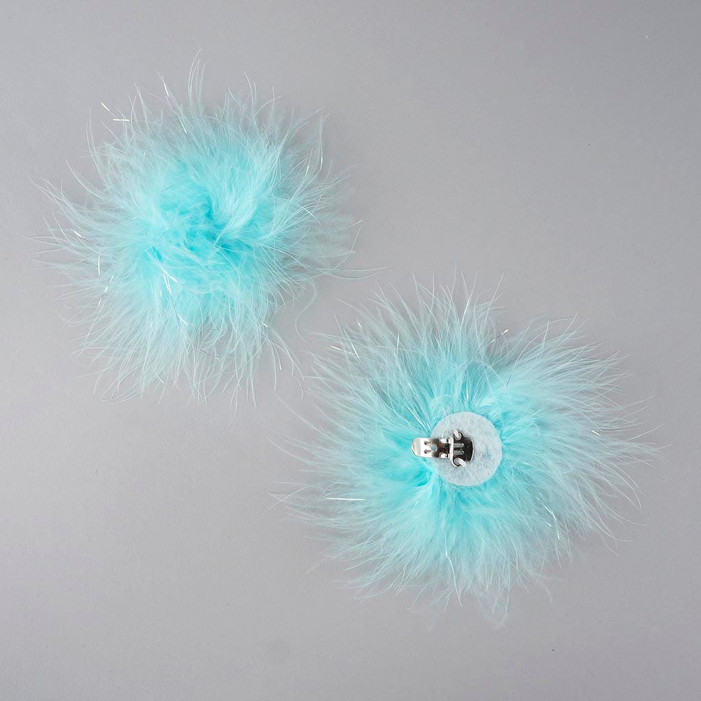 Feather Shoe Clip w/Marabou-Lurex - Lt Turquoise/Opal Lurex