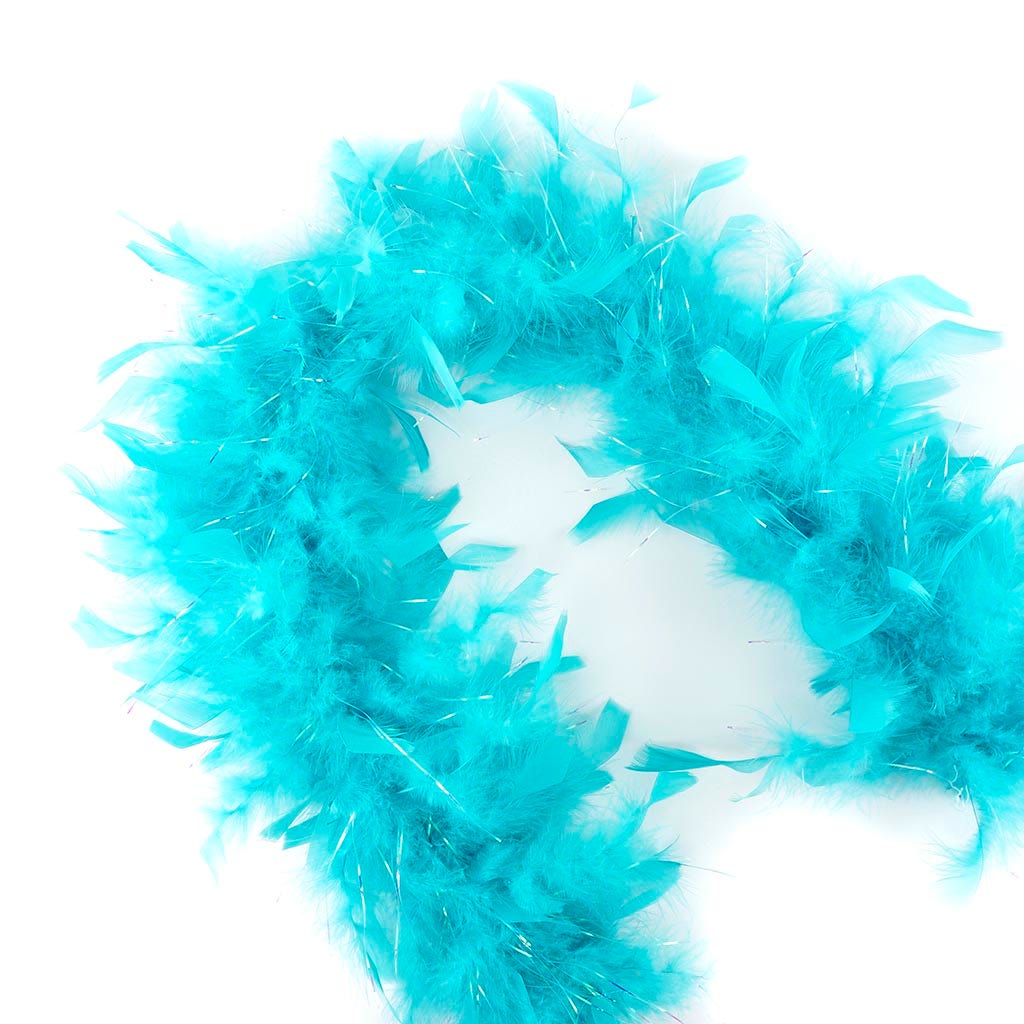 Dress Up Feather Boa for Little Girls - Ice Turquoise/Opal Lurex