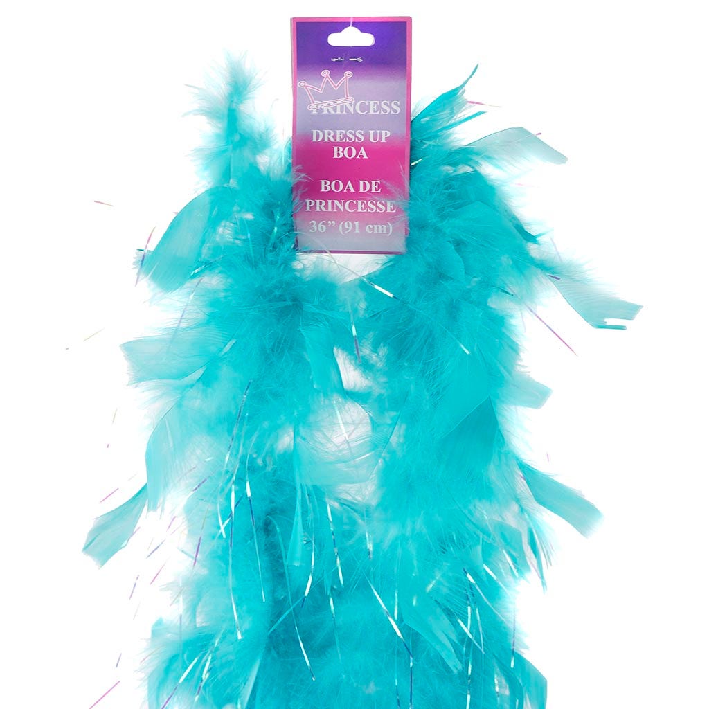 Dress Up Feather Boa for Little Girls - Ice Turquoise/Opal Lurex