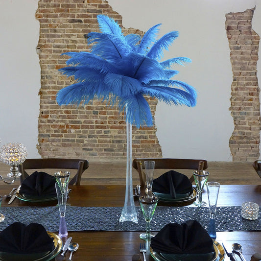 Ostrich Eiffel Tower Centerpiece Dark Turquoise w/Clear Vase