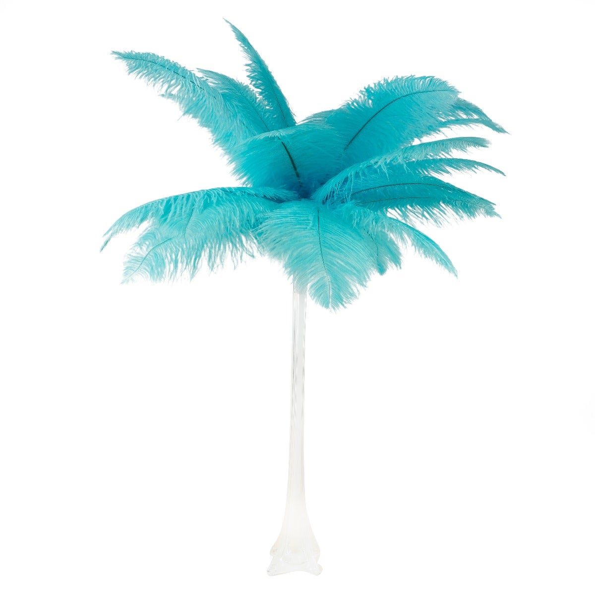 Ostrich Eiffel Tower Centerpiece Lt Turquoise w/Clear Vase