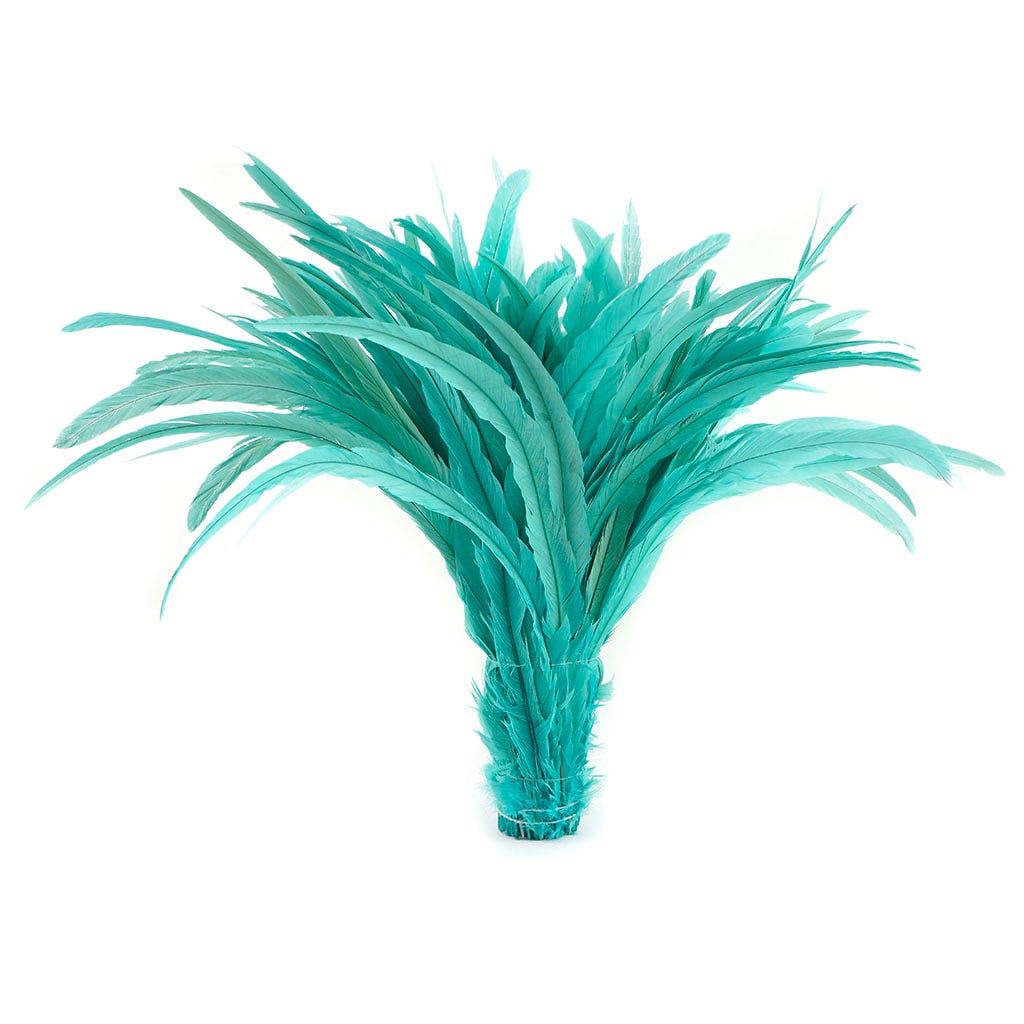 Rooster Coque Tails-Bleach-Dyed - Lt Turquoise