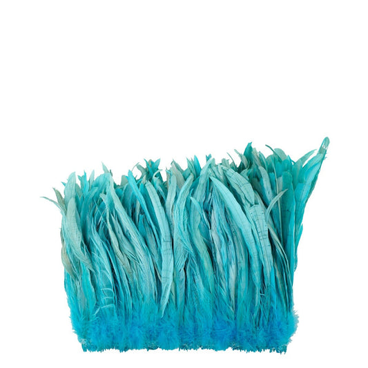 ROOSTER COQUE TAILS FEATHERS BLEACH DYED 7-10” - 1/2 Yard ( 18" ) - Light Turquoise